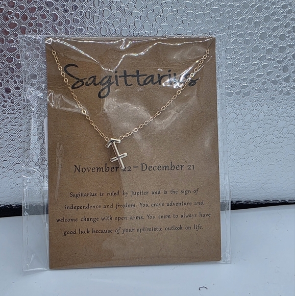 Sagittarius Gold Toned Zodiac Necklace - Picture 2 of 6